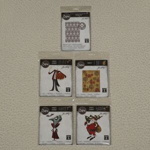 Lot of 5 Sizzix Thinlits Dies and Embossing Folder Jim Holtz Colorized Texture